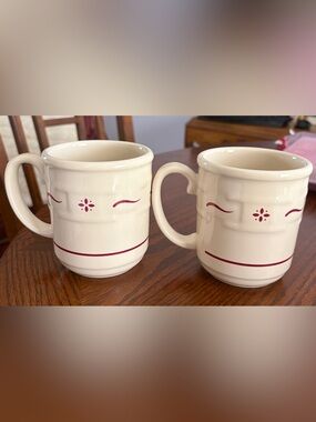 Set of 2 Longaberger Woven Traditions coffee mugs
